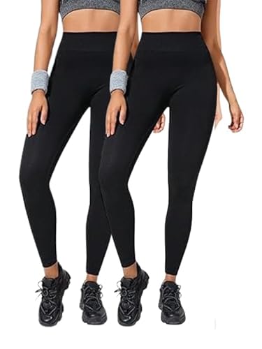 WOOD MEETS COLOR Frauen Yoga Leggings Hosen für Frauen High Waisted Workout Bottom für Fitness Enthusiasten 2er Pack (Black TZ2402 L) von WOOD MEETS COLOR