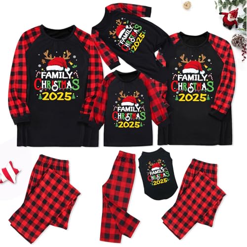 WOOD MEETS COLOR Weihnachten Pyjama Sets, Familie Urlaub Lange Ärmel Hosen Matching Sets, Familie Pyjamas（Black 91W，L） von WOOD MEETS COLOR