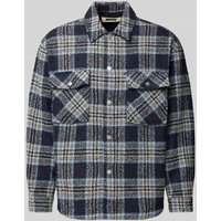 WOODBIRD Loose Fit Hemdjacke in Melange-Optik Modell 'Buck' in Marine, Größe M von WOODBIRD