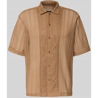 WOODBIRD Relaxed Fit Freizeithemd im semitransparenten Design in Taupe, Größe M von WOODBIRD