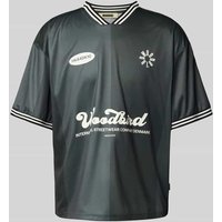 WOODBIRD T-Shirt mit Motiv- und Label-Print Modell 'Beam' in Black, Größe XXL von WOODBIRD