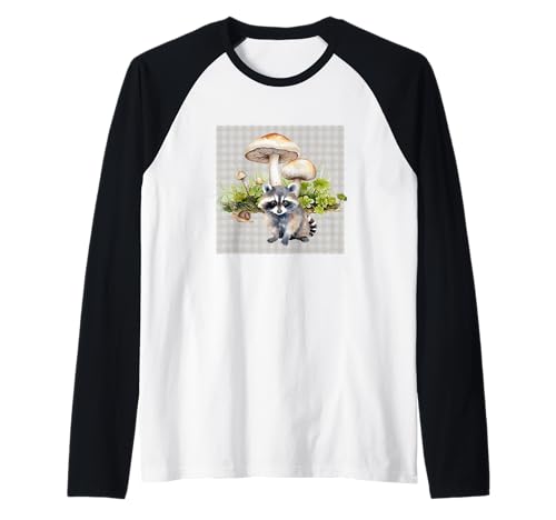 Damen Pilz Aquarell Waschbär Botanisches Holz Raglan von WOODLAND WATERCOLOR GRAPHIC DESIGNS