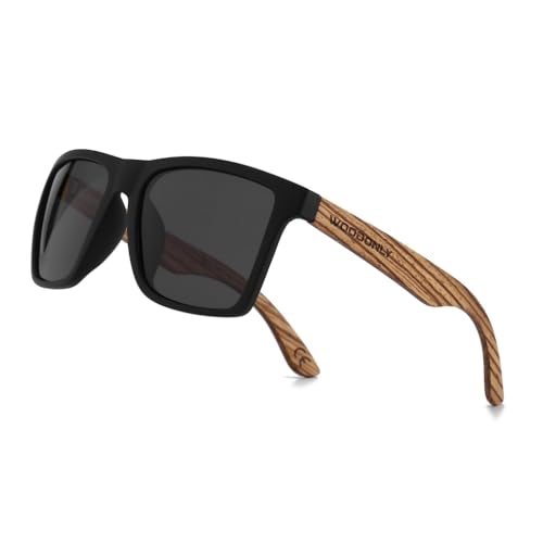 WOODONLY Pilotenbrille Holz Polarisierte Sonnenbrille - UV400 Schutz Quadrat Shades für Herren und Damen Perfekte Geschenke (Grau) von WOODONLY