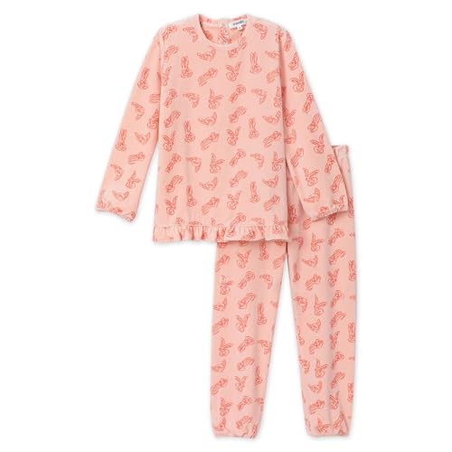 WOODY Pyjama Set für Mädchen - 14A, Lachsfarben - Baumwolle, Komfortabel, Langarm Schlafanzug von WOODY