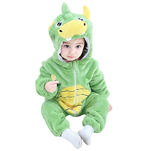 WOOKIT Unisex Baby Onesie Winter Kapuzen Cartoon Strampler Neugeborenen Overall für Jungen und Mädchen 0-36 Monate-Dinosaurier-70 von WOOKIT