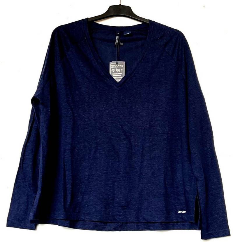 WOOLRICH Langarmshirt Woolrich Damen Langarm T-Shirt, Woolrich W.S Slub Jersey V-Neck Leinen von WOOLRICH