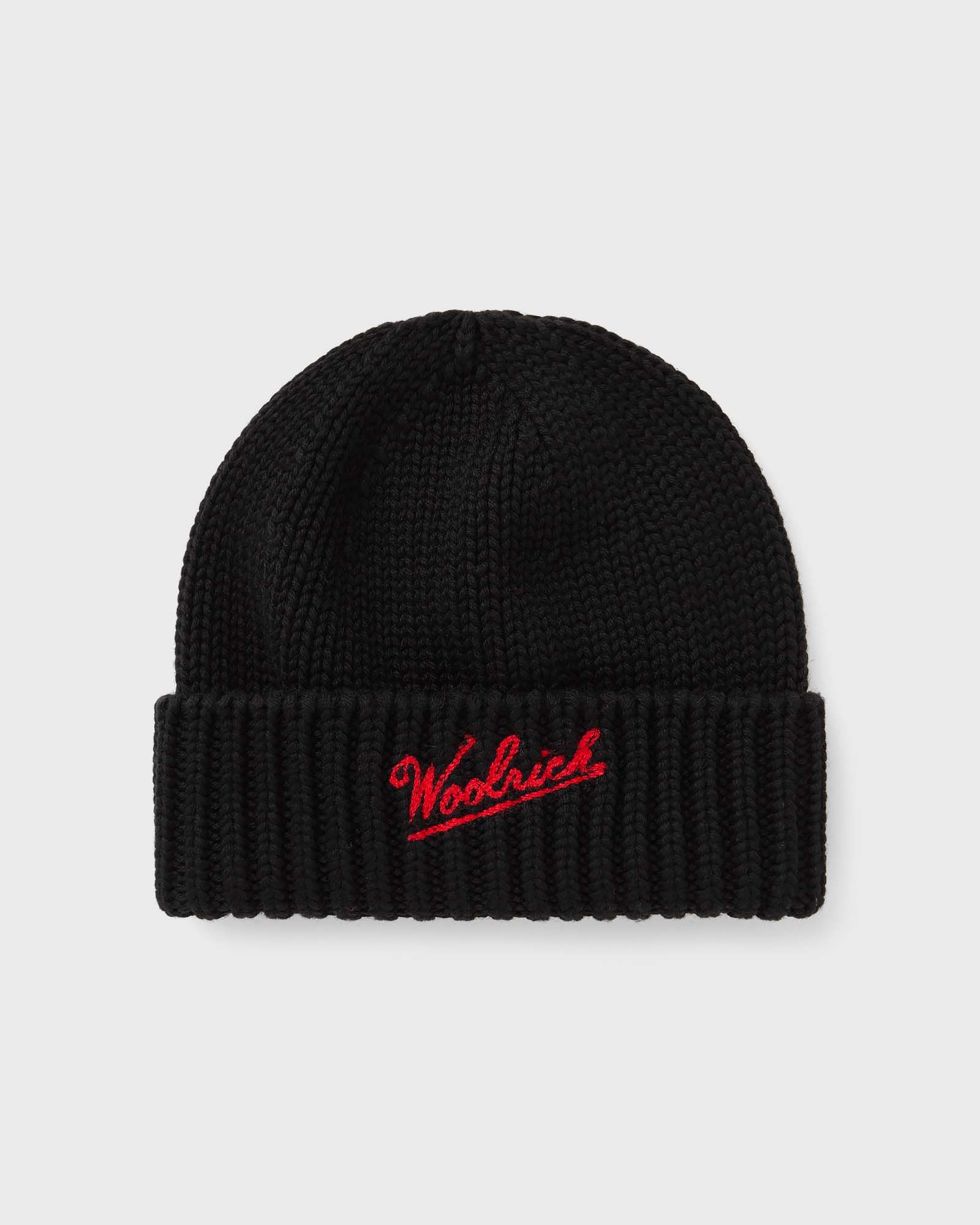 WOOLRICH MERINO WOOL LOGO BEANIE men Beanies black in Größe:L WOOLRICH MERINO WOOL LOGO BEANIE men Beanies black in Größe:L von WOOLRICH