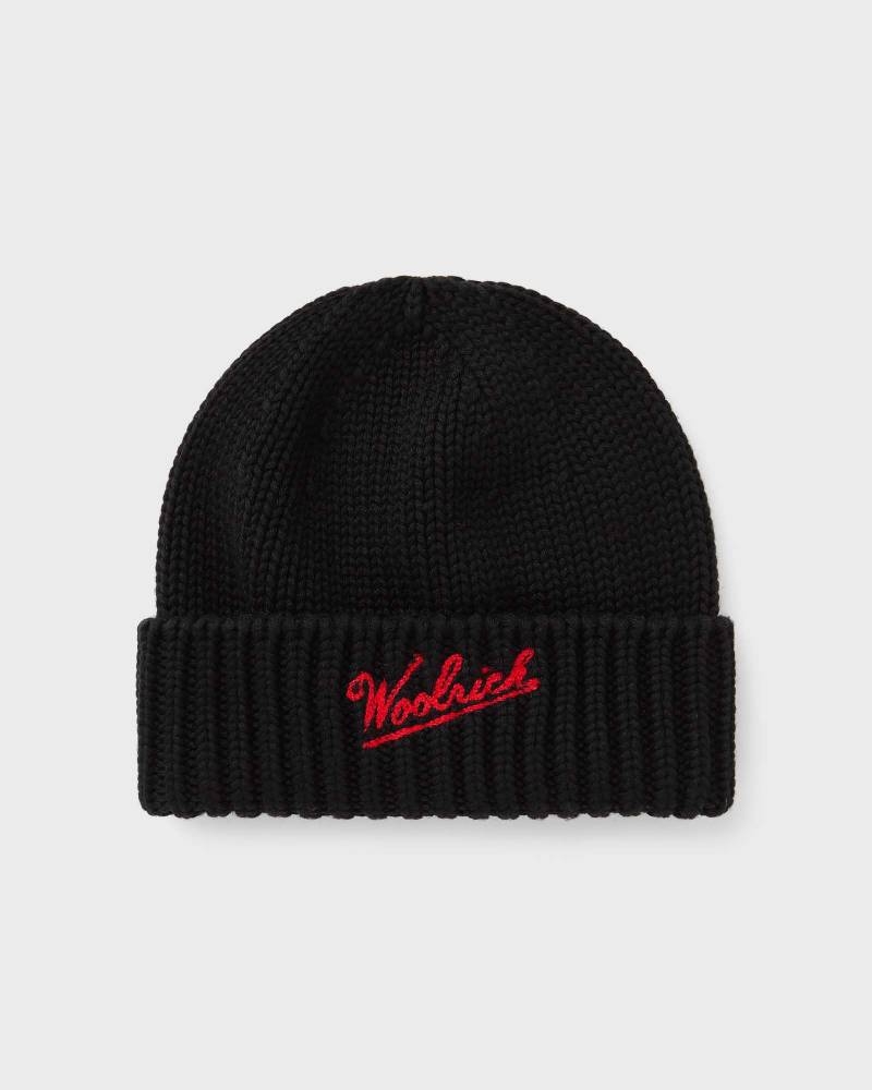 WOOLRICH MERINO WOOL LOGO BEANIE men Beanies black in Größe:L von WOOLRICH