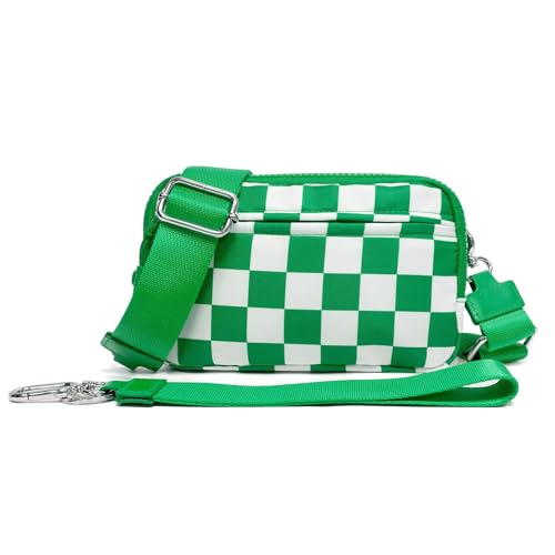 WOOMADA Checkerboard Wristlet Wallets for Women, Kelly Green Checkerboard von WOOMADA