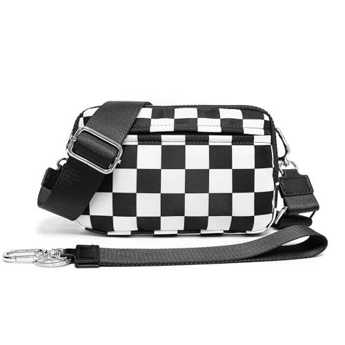 WOOMADA Checkerboard Wristlet Wallets for Women, Schwarz-weißes Schachbrett von WOOMADA