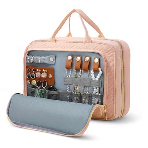 WOOMADA Kulturbeutel mit Haken zum Aufhängen, Segeltuch, Reise-Kulturbeutel, große Reise-Make-up-Tasche, Kosmetik-Organizer für Pinsel-Set, Shampoo, voller Behälter für Frauen, Pink3 von WOOMADA