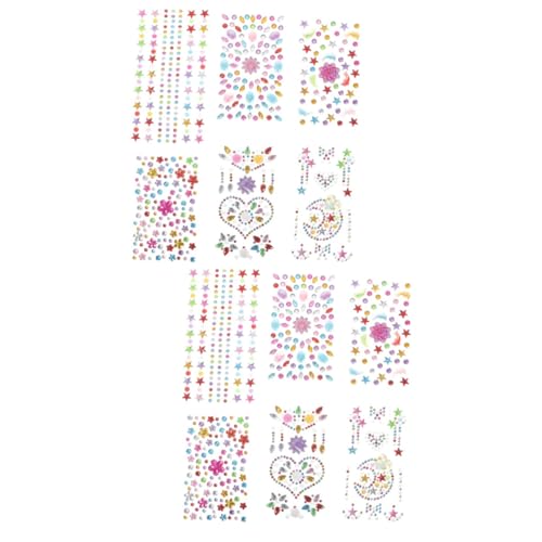 WOONEKY 12blätter Strass Aufkleber Für Gesicht Und Körper Selbstklebende Dekorationen Für Festivals Und Halloween Für Kreative Gesichtsmalerei Und Make-up von WOONEKY