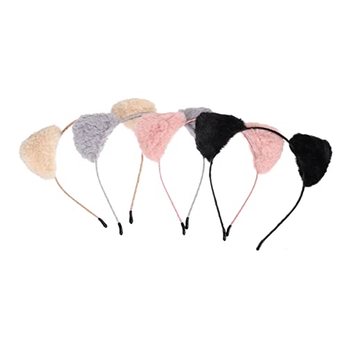 WOONEKY 4 Stücke Katzenohren Haarreif Für Kinder Plüsch Ebene Ohr Stirnbänder Cosplay Kopfbedeckung Für Partys Und Festivals Leicht Und Angenehm Zu Tragen in Verschiedenen Farben von WOONEKY