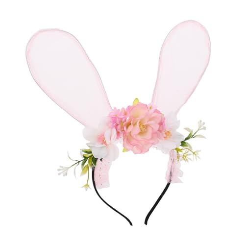 WOONEKY Easter Bunny Ohren Haarreif Mit Kunstblumen Für Mädchen Und Festliches Stirnband Für Ostern Cosplay Und Partys Süßes Haaraccessoire Für Besondere Anlässe von WOONEKY