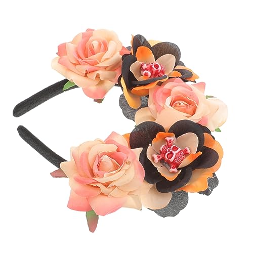 WOONEKY Halloween Haarschmuck Für Erwachsene Versatile Stirnband Mit Rosen Und Schädel Für Kostüme Cosplay Karneval Und Themenpartys Bequemes Wiederverwendbares Material Leuchtendem von WOONEKY