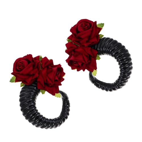 WOONEKY 1paar Kopfband Mit Rosen Und Hörnern Gothic Haaraccessoire Für Halloween Und Festivals Leicht Und Bequem Foto-requisite Für Partys Und Cosplay von WOONEKY
