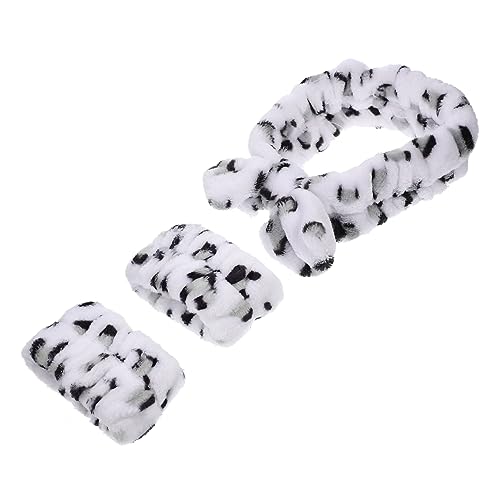 WOONEKY Waschtuch Set Für Mädchen Kit Mit Handgelenksbändern Und Haarband Leopardenmuster Für Gesichtsreinigung Makeup Und Entspannung von WOONEKY