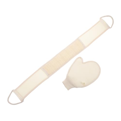 WOONEKY 1 Satz Rückenschrubber und Peelinghandschuhe Set aus Baumwolle und Leinen Teiliges Dusch und Badetool für Männer Leicht Transportierbar Ergonomisch Gestaltet Tiefenreinigend von WOONEKY