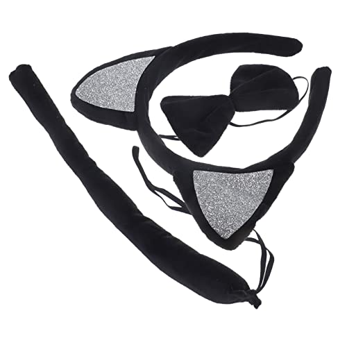WOONEKY 1 Satz Tierisch Süßes Katzenohren Kopfbedeckung Fliege Cosplay Halloween Geburtstagsfeiern und Foto Requisiten Tierkostüm Dekoration für Unvergessliche Auftritte von WOONEKY