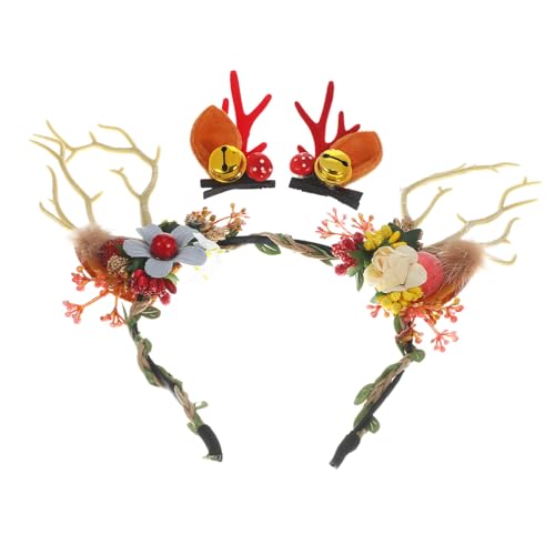 WOONEKY 1 Satz Verstellbares Stirnband mit Realistischen Geweihen Süßen Haarspangen für Weihnachten Halloween Cosplay und Fotorequisiten von WOONEKY