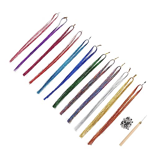 WOONEKY 1satz Bunte Haarsträhnen Farben Glitzer Haar Tinsel Extensions Für Damen Inklusive Häkelnadel Clips Für Kreative Frisuren Und Haar-dekoration WOONEKY 1satz Bunte Haarsträhnen Farben Glitzer Haar Tinsel Extensions Für Damen Inklusive Häkelnadel Clips Für Kreative Frisuren Und Haar-dekoration von WOONEKY