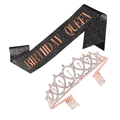 WOONEKY 1satz Geburtstagskrone Sash Für Mädchen Elegante Und Schulterband Mit Glitzersteinen Für Geburtstagsfeiern Und Besondere Anlässe von WOONEKY