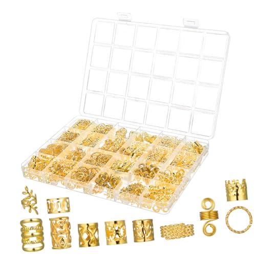 WOONEKY 1 Schachtel Metall Haarschmuck für Zöpfe Haarperlen und Haarringe Langlebige Haar Charms Gold Vielseitige Braid Accessories für Damen und Herren Verschiedene Formen Wie Herz und von WOONEKY
