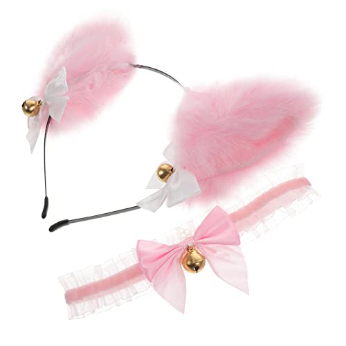 WOONEKY 1 Set Katzenohren Stirnband Für Cosplay Katzenohr Haarreifen Halskette Glocke von WOONEKY