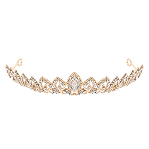 WOONEKY 1 Stück Alloy Krone Tiara für Mädchen Hochzeitskrone Haarschmuck mit Strahlendem Design für Hochzeiten Partys und Besondere Anlässe Leicht und Komfortabel zu Tragen von WOONEKY