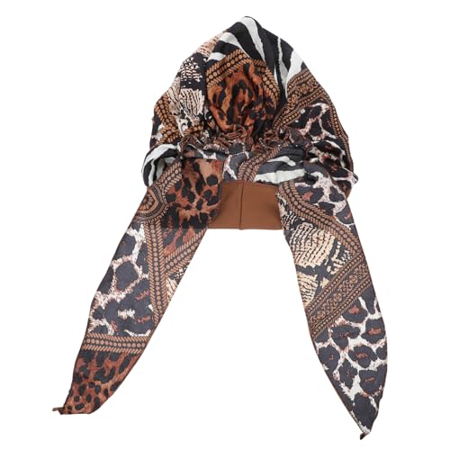 WOONEKY Seiden-Schlafmütze für Damen Haarhaube für den Nachtschlaf weiches Satin-Material Haarpflegehaube Kaffee-Leopardenmuster von WOONEKY