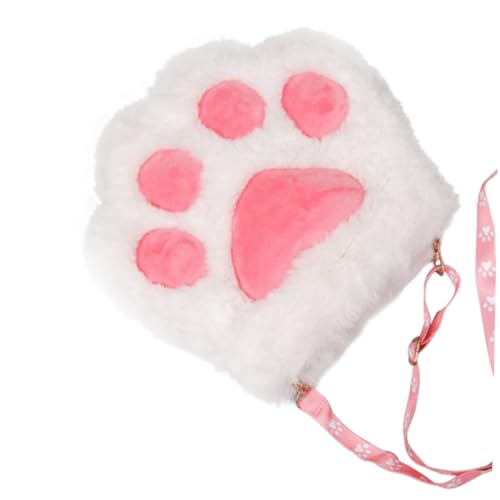 WOONEKY 1 Stück Plüsch Umhängetasche Katzenpfoten Design Tragbare Handtasche für Damen Vielseitige Kosmetiktasche für Smartphone Kosmetik Niedliche Schultertasche für Mädchen von WOONEKY