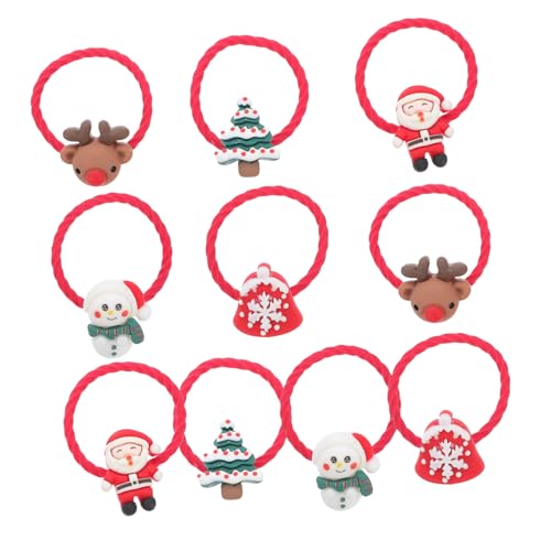 WOONEKY 10paare Weihnachts Haargummis Für Mädchen Bunte Junge Mädchen Haarbänder Mit Santa Weihnachtsbaum Schneemann Mehr Haaraccessoires Für Festtage von WOONEKY