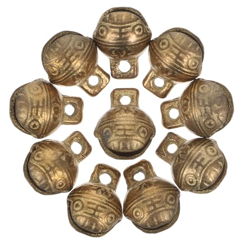 WOONEKY 10 Stück Vintage Antik Kupferglocken für Hunde und Katzen Laute Metallglöckchen Basteln und Dekorieren 1,4cm für Haustierhalsbänder und Weihnachtsdekoration von WOONEKY