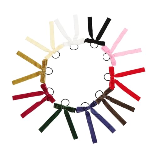 WOONEKY 10stücke Elastische Haargummis Für Mädchen Mit Langen Schleifen Dekorative Ponytail- Bunten Farben Für Besondere Anlässe Und Alltag von WOONEKY
