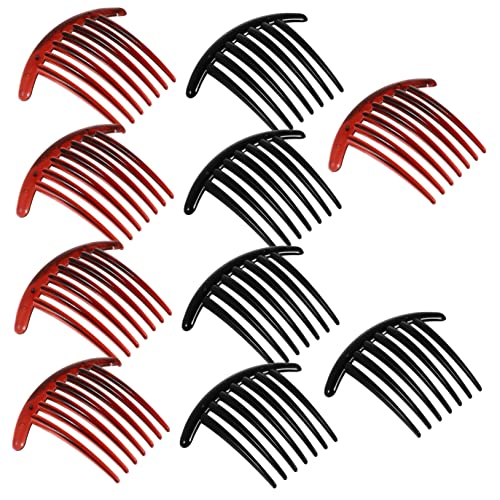 WOONEKY 10 Stück Haarkamm mit Zähnen Mondförmiger Haarklip für Damen Haarschmuck Accessoire Schwarz und Rotbraun für Hochzeiten und Partys von WOONEKY