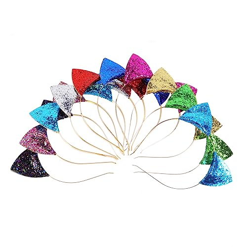 WOONEKY 10 Stück Teiliges Glitzernde Katzenohren Haarbänder aus Langlebigem Legierungsmaterial Modisch und Bequem für Halloween Karneval und Geburtstagspartys Festliche Kopfbedeckung für von WOONEKY