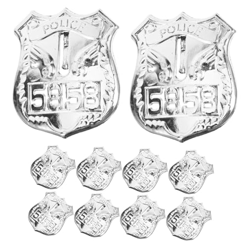 WOONEKY 10 Stück Teiliges Kleine Polizeimarken aus Robustem Waschbar Langlebig Dekorative Party und Rollenspiel Anstecknadeln für Cosplay und Motto Polizeiparty von WOONEKY
