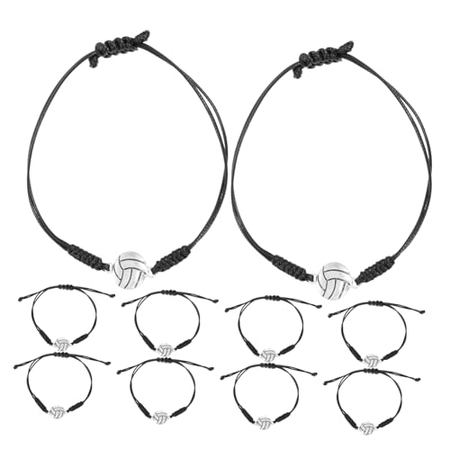 WOONEKY 10 Stück Volleyball Armbänder Handgefertigt Verstellbar Geflochtene Seilarmbänder Mit Volleyball Charm Für Mädchen Jungen Team Fans Sport von WOONEKY