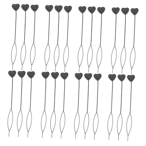 WOONEKY 100 Stück Schwarze Herz-haarzieher Schonendes Haarstyling Tool für Schnelle Zopfperlen und Ponytail Vielseitiges Updo Zubehör für Damen Mädchen Einfaches Flechten und Steckfrisuren von WOONEKY