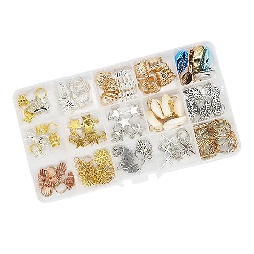 WOONEKY 115stücke Dreadlocks Haarschmuck Mit Metallringen Schalen-design Für Zöpfe -haar-accessoires Für Festivals Und Besondere Anlässe von WOONEKY