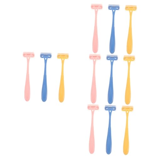 WOONEKY 12 Stck. Damen Körperhaarrasierer Teiliges Tragbarer Rasierer für Beine Achseln und Bikinizone zur Haut Minimiert Hautirritationen für Reisen Gelb Blau von WOONEKY