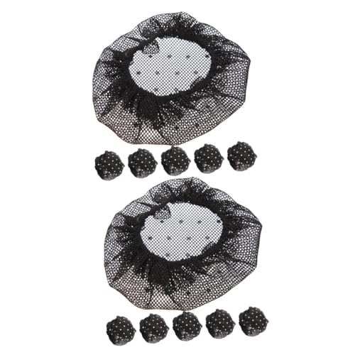 WOONEKY 12stücke Haarnetz Mit Strass Für Damen Elegante Haarschmuck Für Tänzerinnen Und Servicepersonal Elastisches Dutt-haarzubehör von WOONEKY