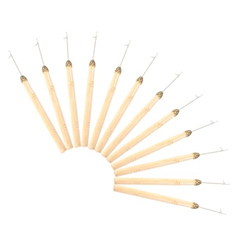 WOONEKY 12 Stück Teiliges Dreadlock Tool mit Stabilem Holzgriff Glatte Häkelnadeln für Präzises Hairstyling Sanfte Anwendung zum Schutz von Haarlinie und Kopfhaut Komfortabler Salon von WOONEKY