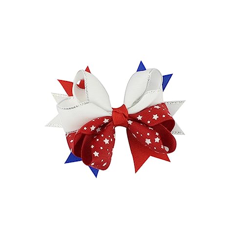 WOONEKY 12 Stück Teiliges Haarnadel mit Stern Flaggenmuster Bunte Schleifen Haarspangen für Mädchen Langlebig und Farbenfroh für Unabhängigkeitstag Nationalfeiertag und Festliche Anlässe von WOONEKY