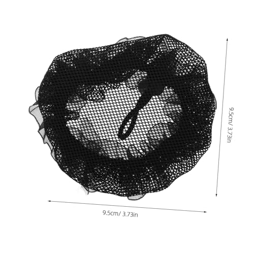 WOONEKY 12 Stück Teiliges Haarnetz mit Spitze und Kordelzug Große Haarnetze für Dutt und Ballett Wiederverwendbare Spitzen Haarkappen für Damen Schwarzes Netz für Ordentliche von WOONEKY
