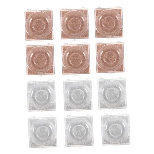 WOONEKY 12 Stück Teiliges Transparentes Wimpern Organizer Kunststoff Wimpernbox mit Glitter Quadratische und Runde Aufbewahrungsbehälter Geruchsfreie Lash Packaging Box für Falsche von WOONEKY