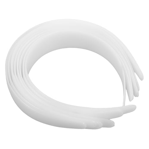 WOONEKY 12 Stück Teiliges Weißes Kunststoff Haarreif mit Gebogenem Design Stabiler Fester Stirnband Basis für DIY Haarschmuck Rutschfest Geeignet für Frauen Mädchen Alltag und Partys von WOONEKY
