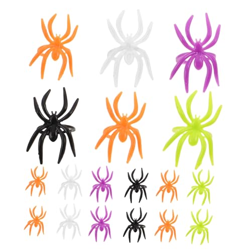 WOONEKY 120 Stück Teiliges Mini Spinnen Ring aus Kunststoff Bunte Halloween Schmuck DIY für Leichte Bequeme Partydekoration als Goodie Bags und Klassenzimmer Belohnung von WOONEKY