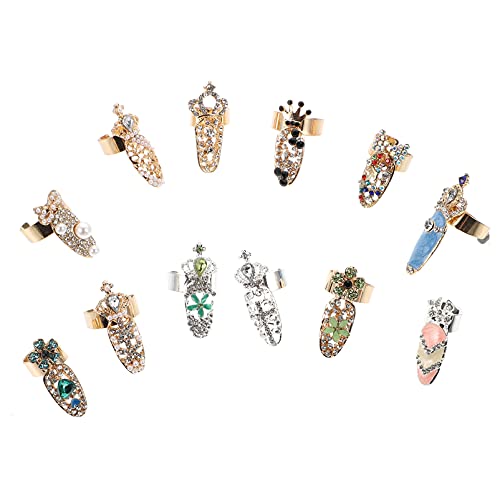 WOONEKY 12stücke Dekorative Frauen Nail Art Ring Finger Nagel Ring Maniküre Zubehör Aus Hochwertigem Material Langlebig Und Stilvoll Für Partys Hochzeiten Und Bankette von WOONEKY