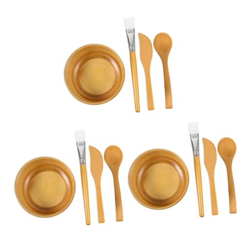 WOONEKY 12stücke Teiliges Set Für -gesichtsmaske Holzschalen Pinsel Spatel Und Für Hautpflege Für Zuhause Und Unterwegs Wiederverwendbar Und Leicht Zu Reinigen von WOONEKY
